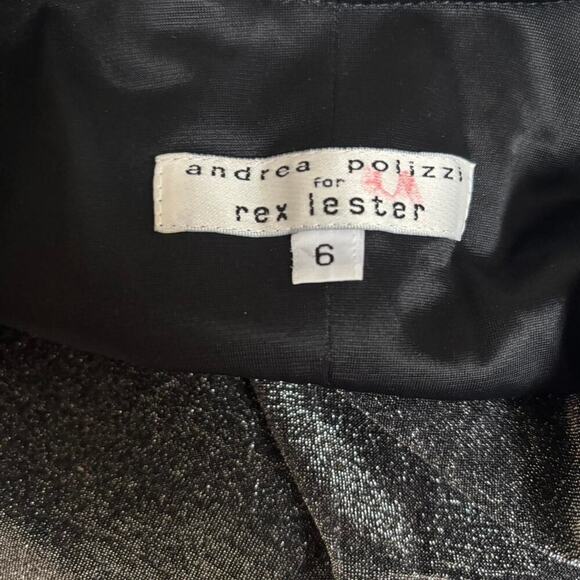 90's vTG ANDREA POLIZZI BLACK SILVER SPARKLE GLITTER COCKTAIL DRESS 6 medium. - Picture 8 of 8